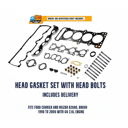 Ford Courier Mazda B2600 G6 Head Gasket Set with Bolts and Text