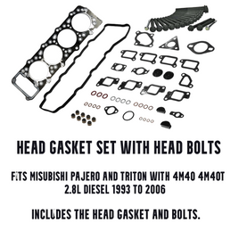 Mitsubishi Pajero Triton 4M40 4M40T Head Gasket Set with Head Bolts
