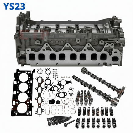 Enhanced YS23 Cylinder Heads with Camshafts - Blue Text Overlay