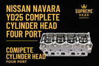 Professional Facebook ad for Nissan Navara YD25 Complete Cylinder Head with blue product image